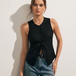 Commense Linen Blends Button Up Tank Top